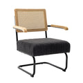 Coolmore Accent Chair Modern Industrial Slant Armchair With Metal Frame Premium High Density Soft Single Chair For Living Room Bedroom Carbon Black Boucle
