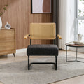 Coolmore Accent Chair Modern Industrial Slant Armchair With Metal Frame Premium High Density Soft Single Chair For Living Room Bedroom Carbon Black Boucle