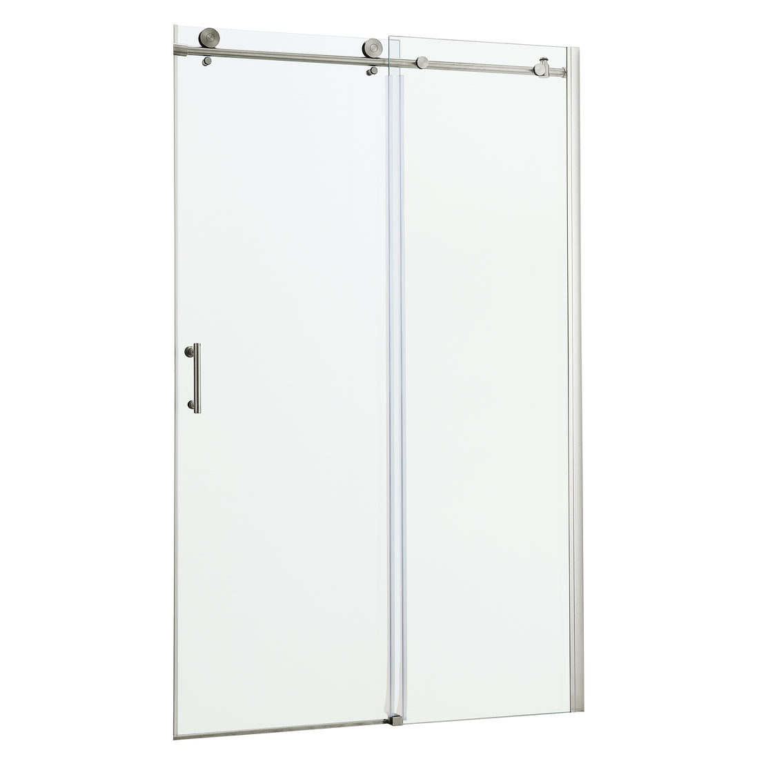 Shower Door 48" W X 76"H Single Sliding Bypass Shower Enclosure,Brushed Nickel Brushed Nickel Glass