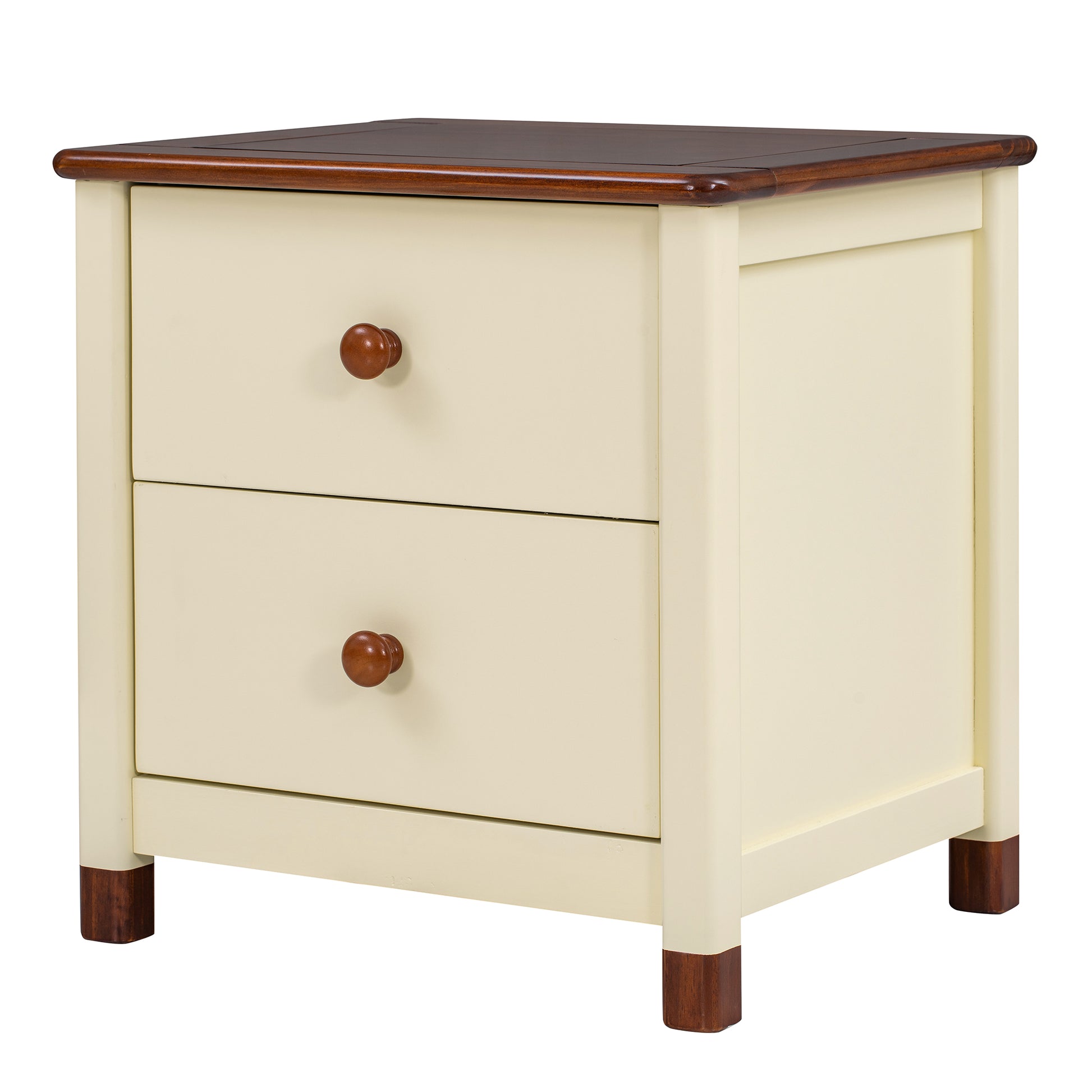 3 Pieces Bedroom Sets Full Size Bear Shape Platform Bed With Nightstand And Storage Dresser,Cream Walnut Cream Wood