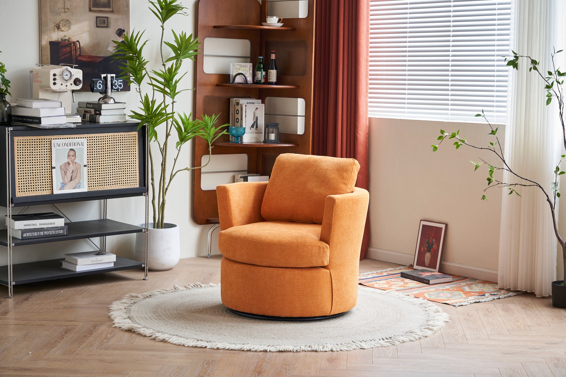 Swivel Barrel Chair, Comfy Round Accent Sofa Chair For Living Room, 360 Degree Swivel Barrel Club Chair, Leisure Arm Chair For Nursery, Hotel, Bedroom, Office, Lounge Yellow Yellow Primary Living Space Modern Foam Polyester
