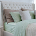 Luxuriously Soft 100% Viscose Derived From Bamboo 5 Piece Sheet Setoeko Tex Certified, Split King Seaglass Light Green Bamboo