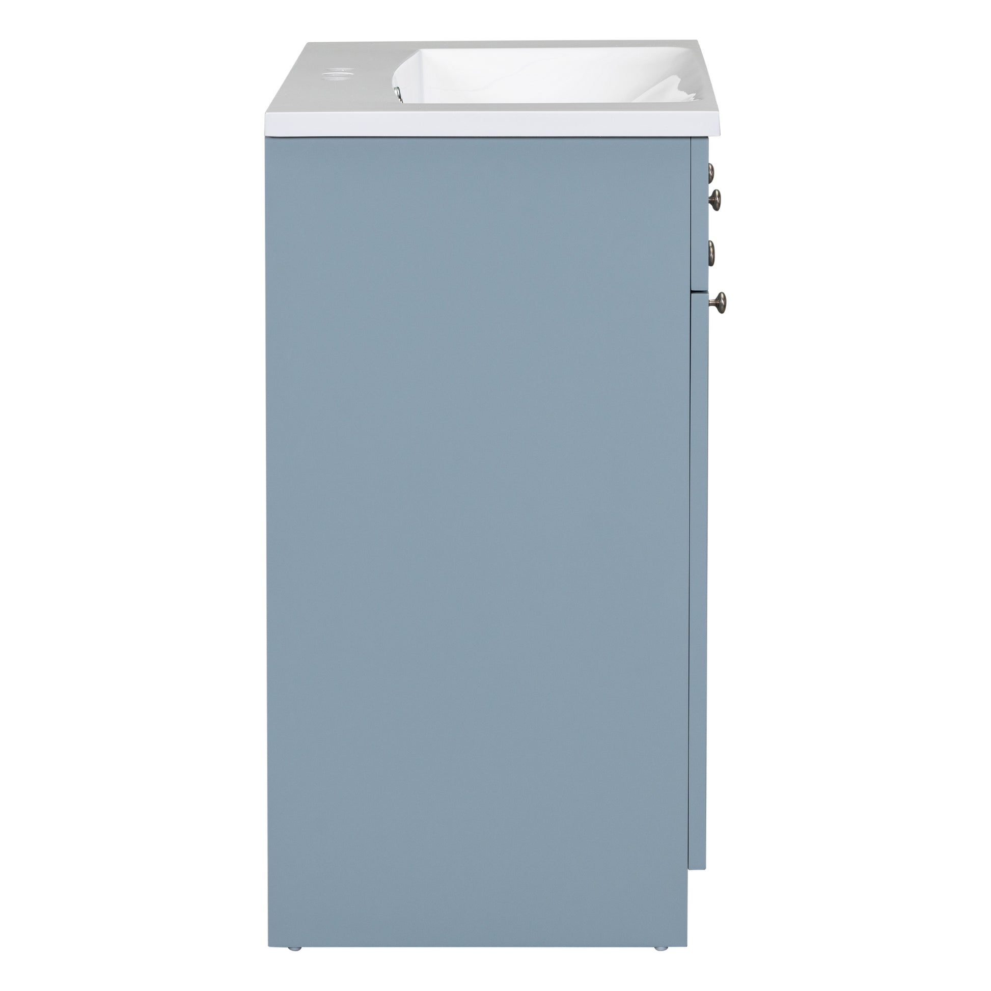 30 Inch Blue Bathroom Vanity With Ceramic Sink Combo, Abundant Storage Cabinet 2 Soft Close Doors And Double Tier Deep Drawer Blue Bathroom Mdf