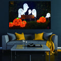 1Pcs Drop Ping Framed Canvas Wall Art Decor Painting For Halloween,Cute Ghost Painting For Halloween Gift, Decoration For Halloween Office Living Room, Bedroom Decor 4028In Thickness 1.5Inch Rectangle Framed Multicolor Halloween Oversized 41In Canvas