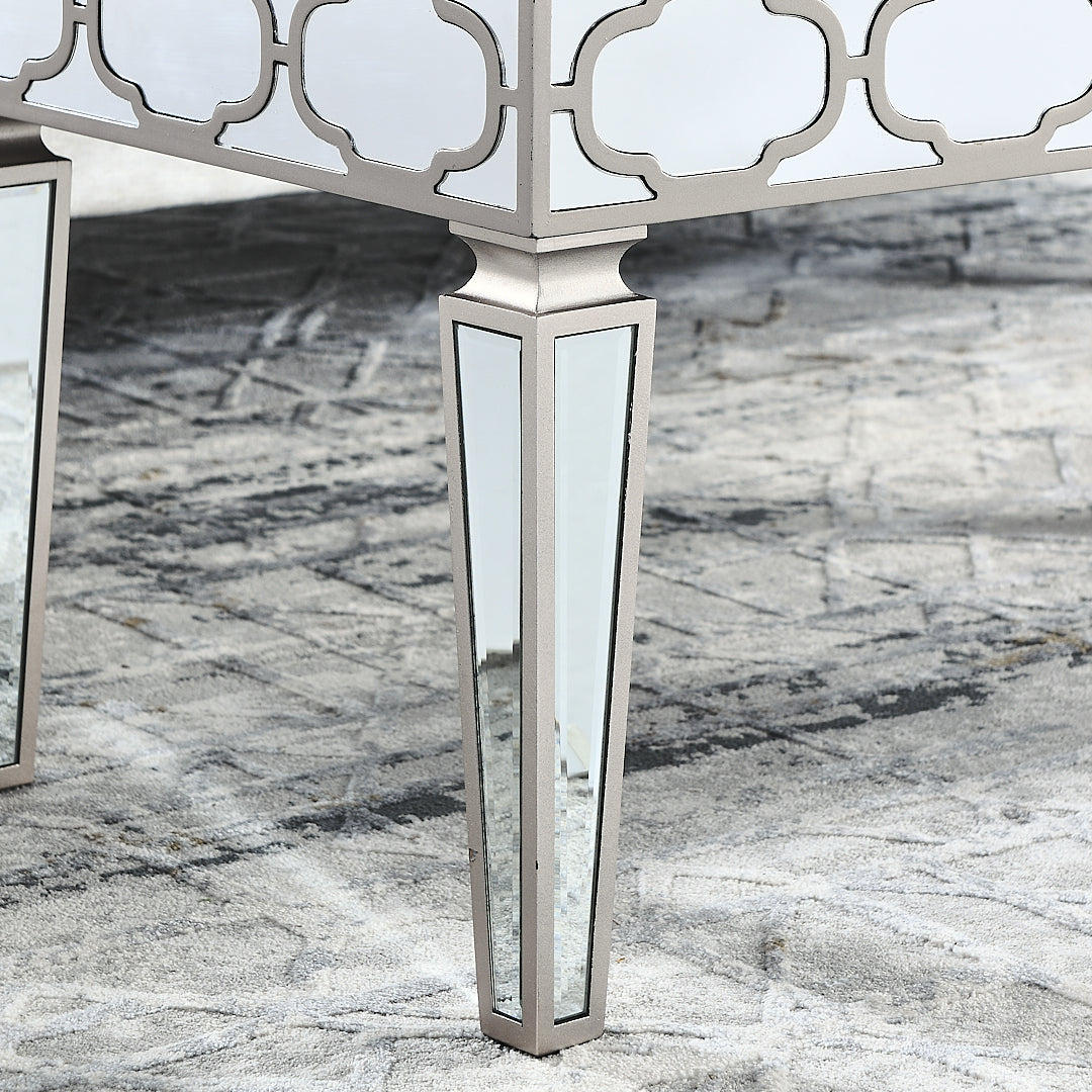 Elegant Shiny Silver Mirror Coffee Table, Cocktail Table 39.5 "X 21.5" X 19.5 " Silver Folding Desk Top Dining Room American Design Automatic Floor Mount Corner Bookcase Kitchen & Dining Tables Laminated Glass H Shape