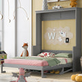 Queen Size Murphy Bed With A Shelf, Gray Box Spring Not Required Queen Gray Wood Bedroom Murphy Solid Wood Mdf