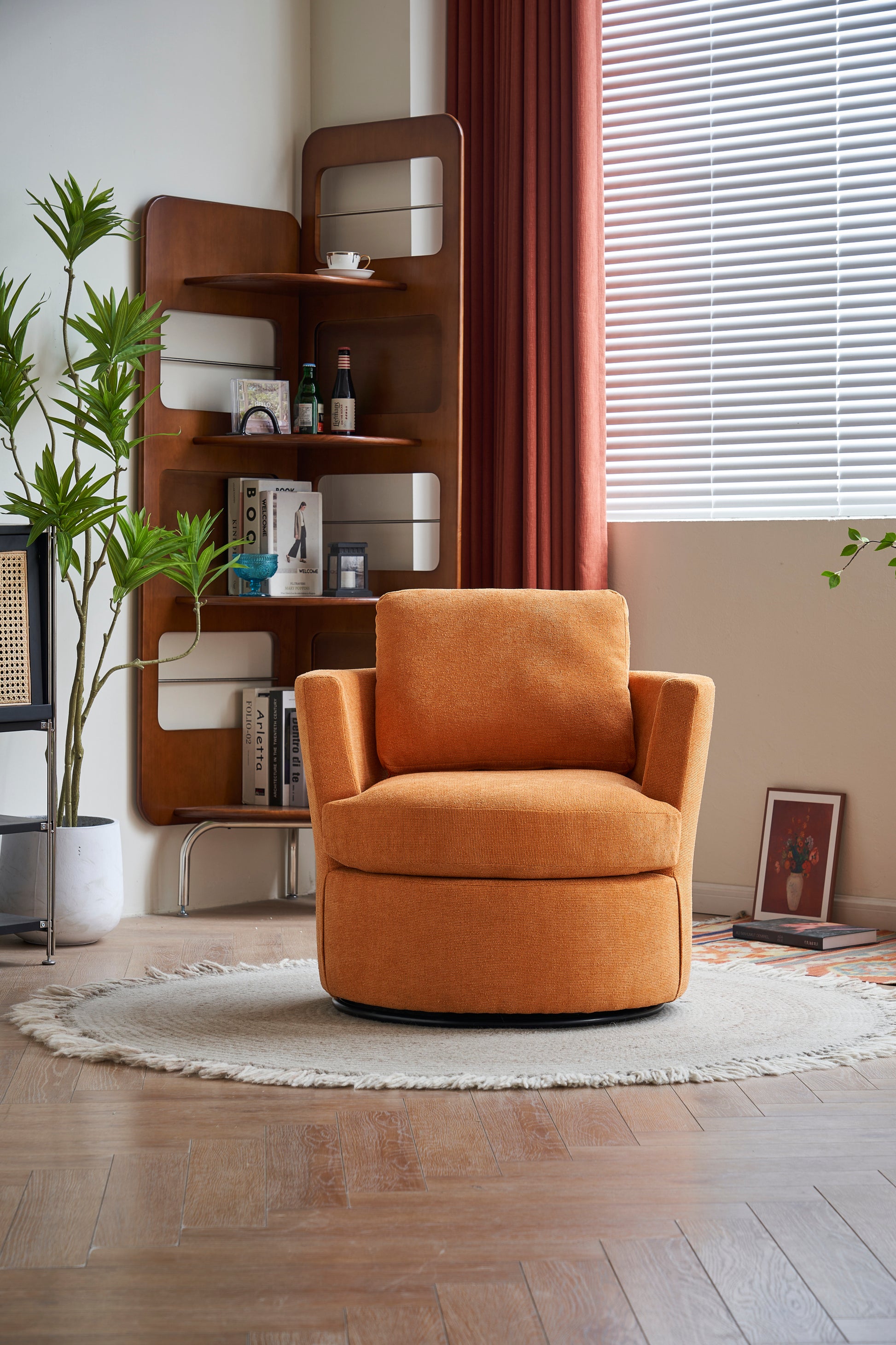 Swivel Barrel Chair, Comfy Round Accent Sofa Chair For Living Room, 360 Degree Swivel Barrel Club Chair, Leisure Arm Chair For Nursery, Hotel, Bedroom, Office, Lounge Yellow Yellow Primary Living Space Modern Foam Polyester