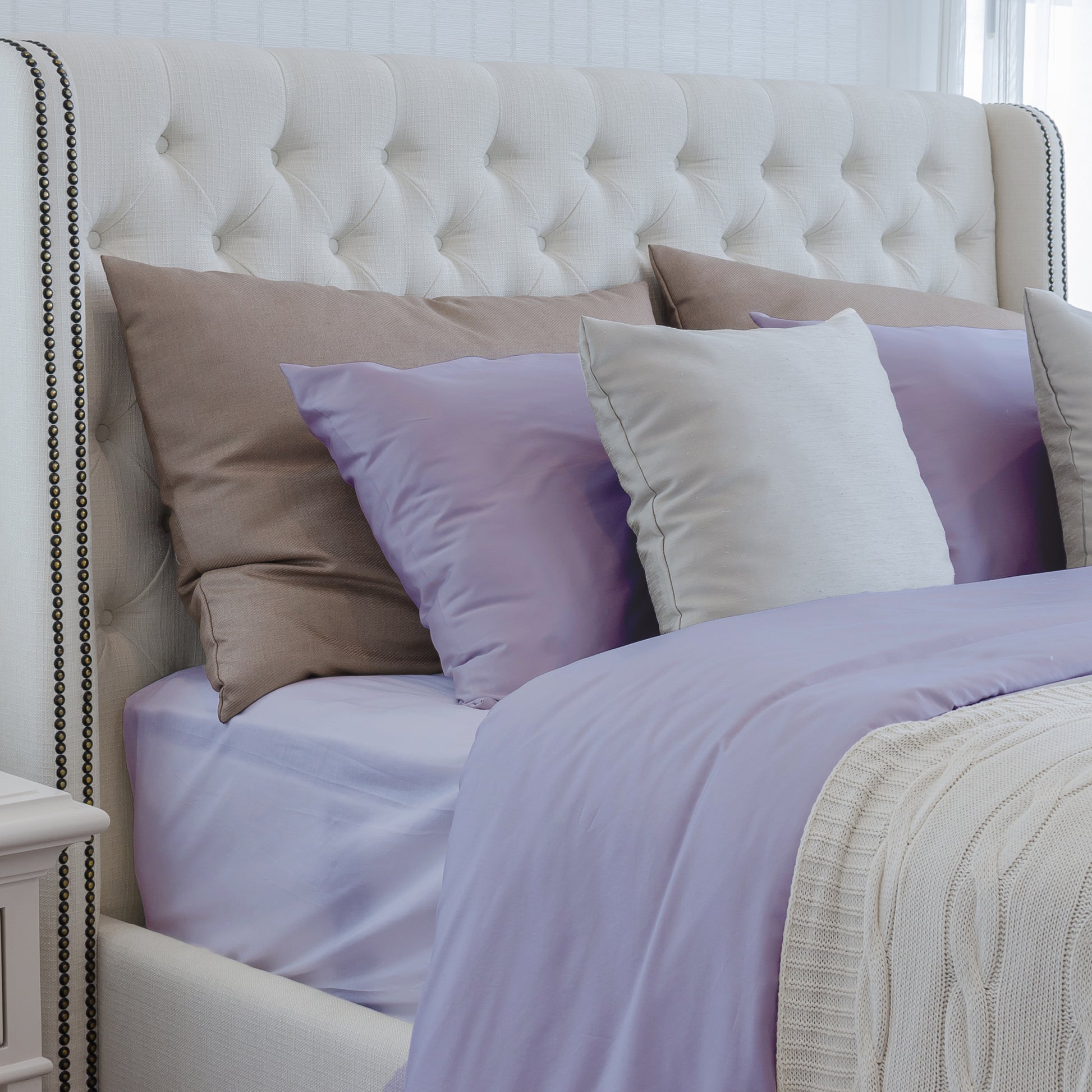 Luxurious Viscose From 100% Bamboo 2 Piece Pillowcase Setoeko Tex Certified, Queen Amethyst Light Purple Bamboo