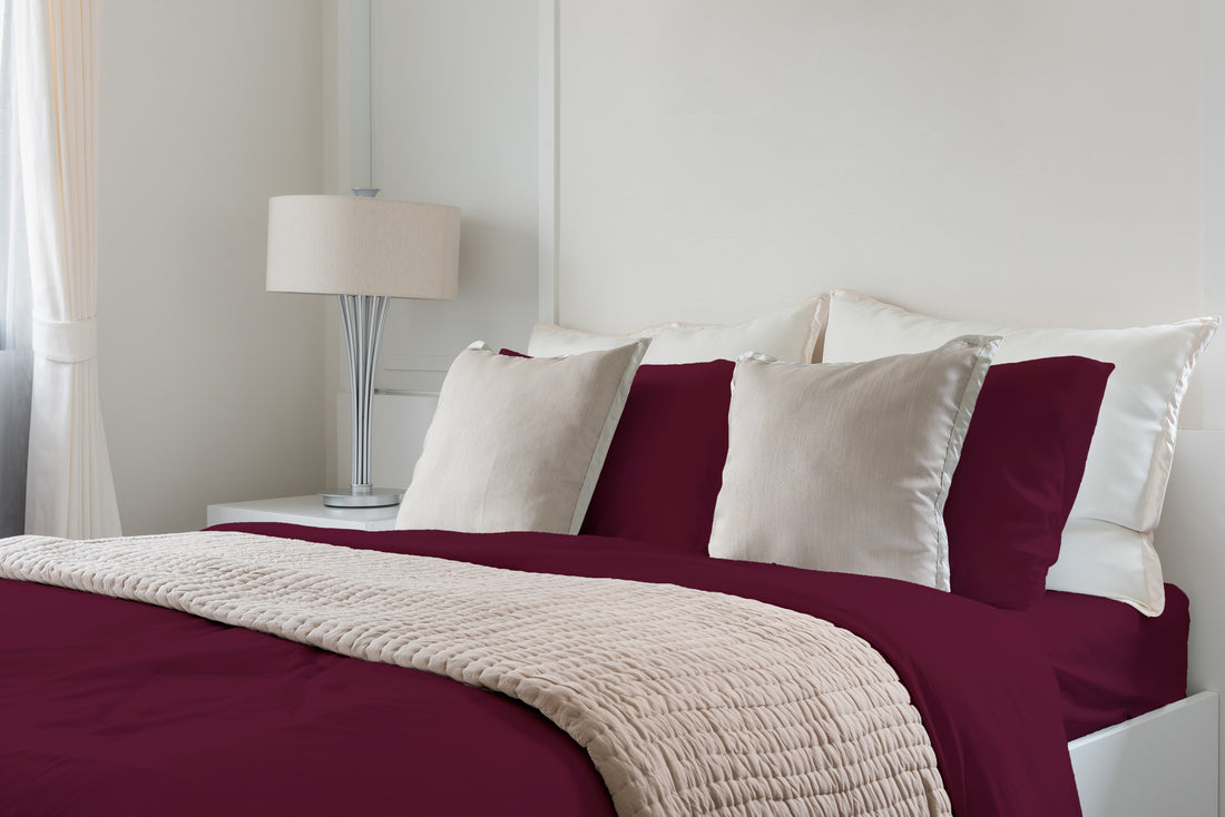 Luxuriously Soft 100% Viscose Derived From Bamboo 4 Piece Sheet Setoeko Tex Certified, California King Merlot Burgundy Bamboo