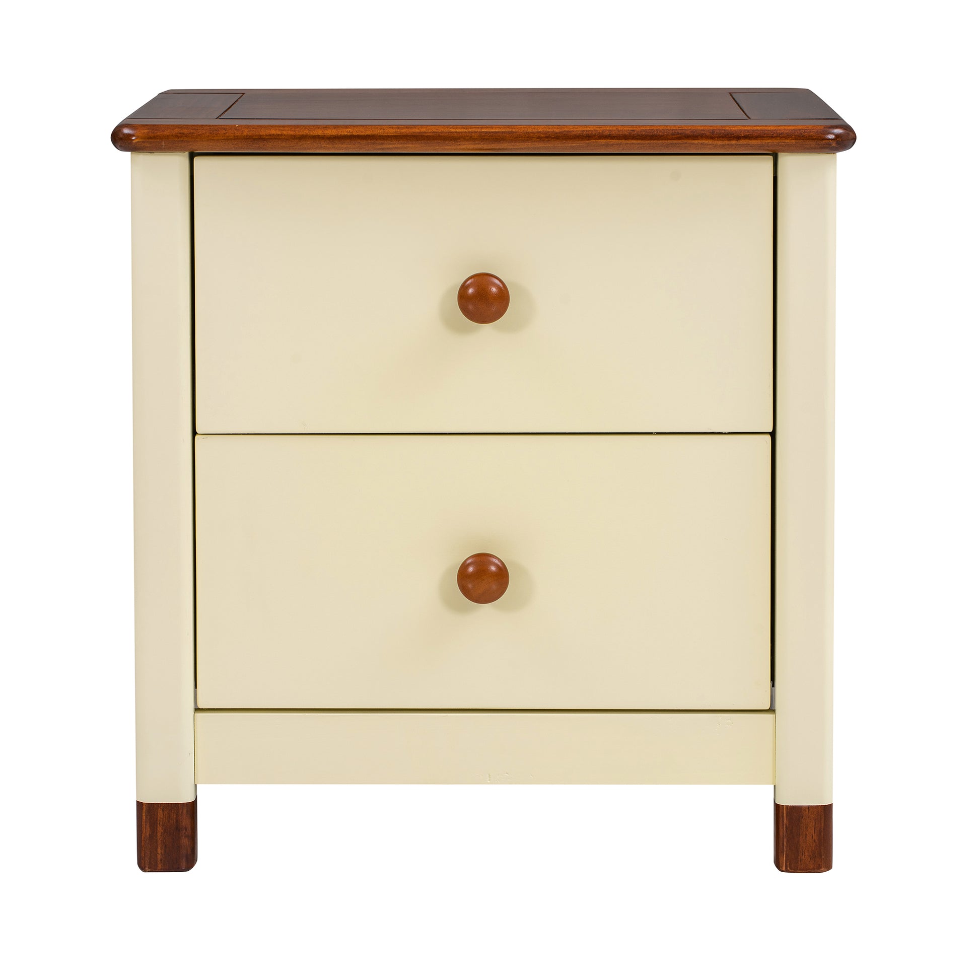 3 Pieces Bedroom Sets Full Size Bear Shape Platform Bed With Nightstand And Storage Dresser,Cream Walnut Cream Wood