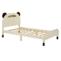3 Pieces Bedroom Sets Twin Size Bear Shape Platform Bed With Nightstand And Storage Dresser,Cream Walnut Cream Wood