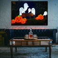 1Pcs Drop Ping Framed Canvas Wall Art Decor Painting For Halloween,Cute Ghost Painting For Halloween Gift, Decoration For Halloween Office Living Room, Bedroom Decor 3624In Thickness 1.5Inch Rectangle Framed Multicolor Halloween Oversized 41In Canvas