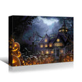 1Pcs Drop Ping Framed Canvas Wall Art Decor Painting For Halloween, Haunted Jack O Lanterns Farm Painting For Halloween Gift,3624In Thickness 1.5Inch Rectangle Framed Multicolor Halloween Oversized 41In Canvas Cultures And Diasporas