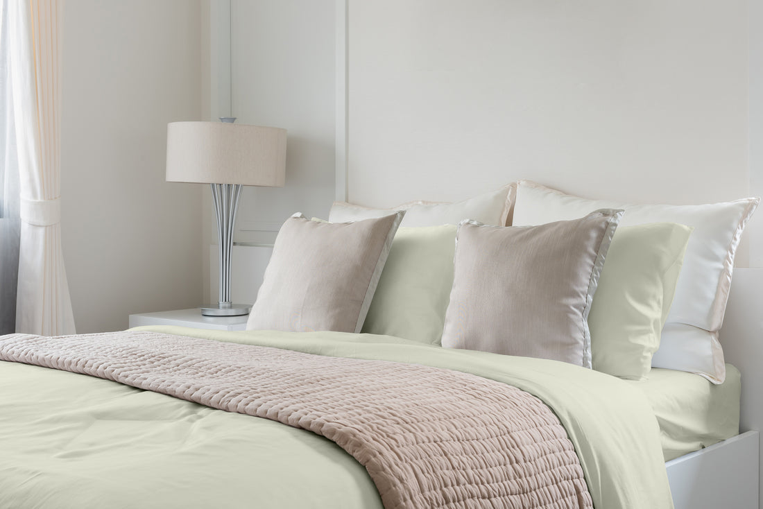 Luxuriously Soft 100% Viscose Derived From Bamboo 5 Piece Sheet Setoeko Tex Certified, Split King Cr Me Cream Bamboo