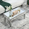 Elegant Shiny Silver Mirror Coffee Table, Cocktail Table 39.5 
