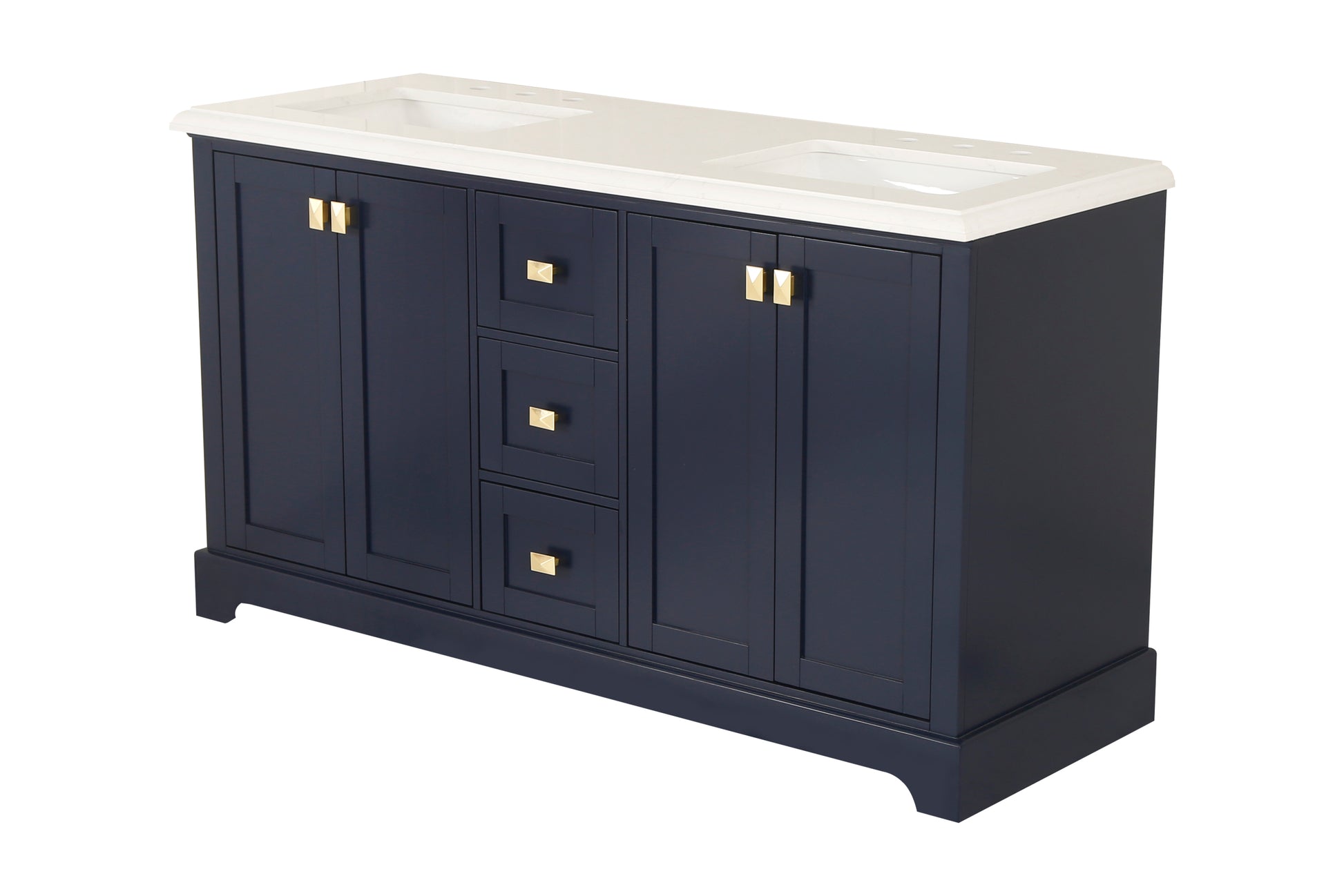 Vanity Sink Combo Featuring A Marble Countertop, Bathroom Sink Cabinet, And Home Decor Bathroom Vanities Fully Assembled Blue 60 Inch Vanity With Sink 23V02 60Nb Navy Blue Wood Solid Wood