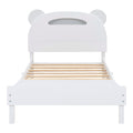 3 Pieces Bedroom Sets Twin Size Bear Shape Platform Bed With Nightstand And Storage Dresser,White Gray White Wood