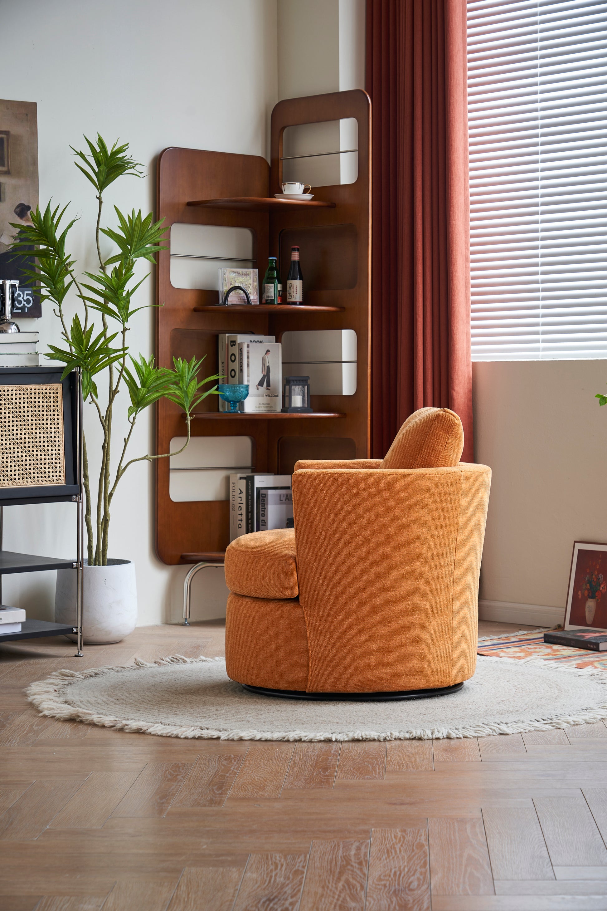 Swivel Barrel Chair, Comfy Round Accent Sofa Chair For Living Room, 360 Degree Swivel Barrel Club Chair, Leisure Arm Chair For Nursery, Hotel, Bedroom, Office, Lounge Yellow Yellow Primary Living Space Modern Foam Polyester