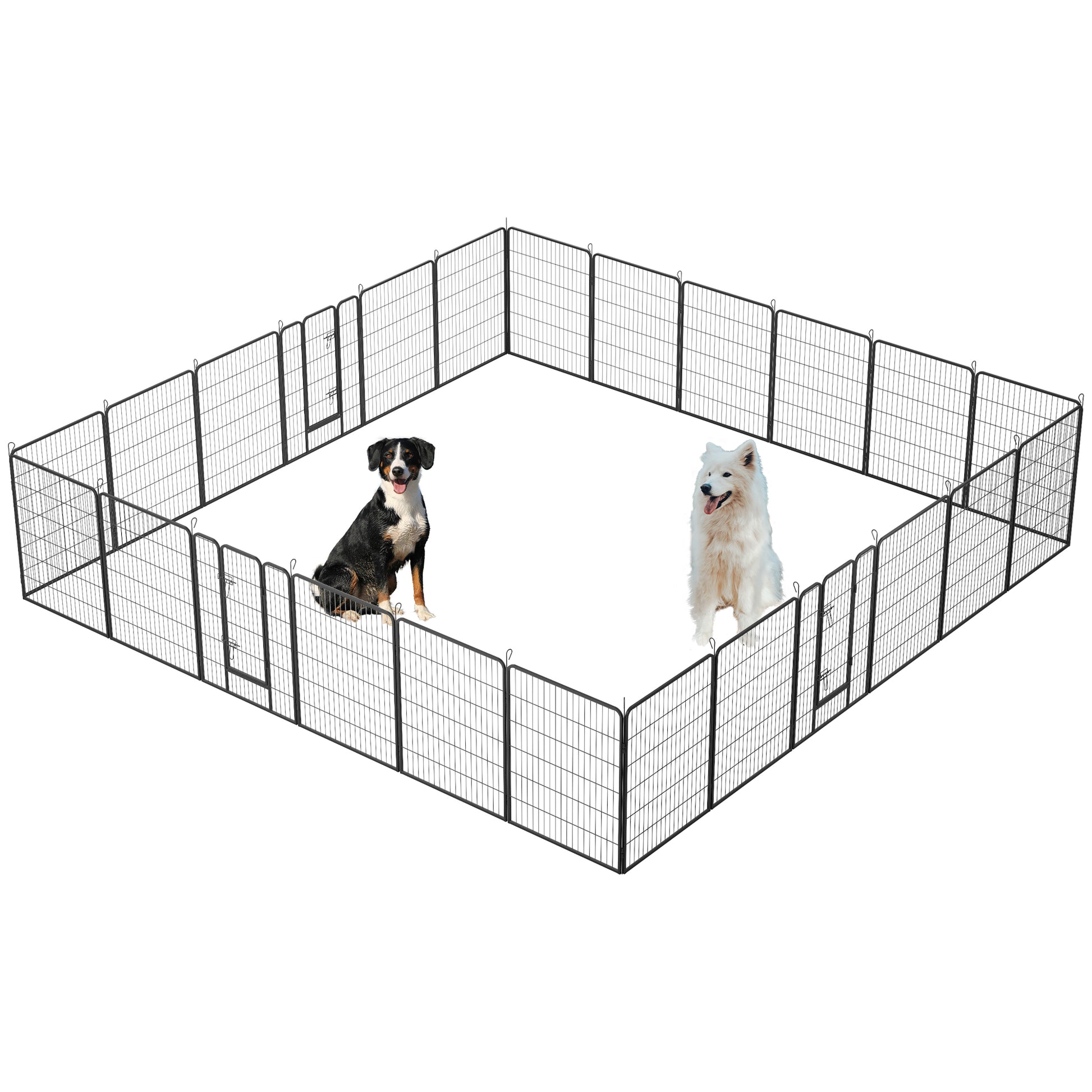 Dog Playpen Foldable 24 Panels Dog Pen 40" Height Pet Enclosure Dog Fence Outdoor With Lockable Door For Large Medium Small Dogs,Puppy Playpen,Rv,Camping Pet Fence Black Metal