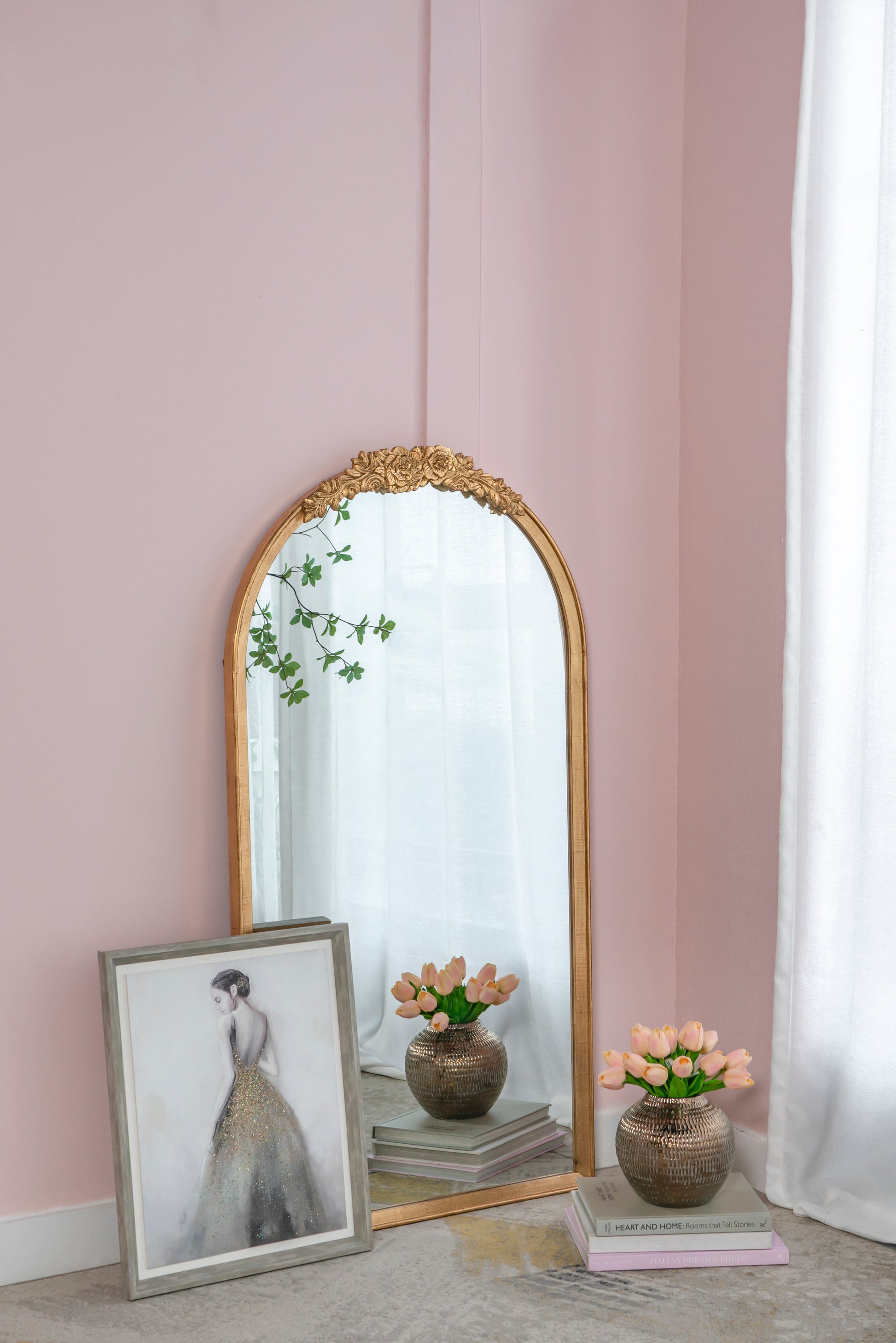 28"X53" Wood Floor Mirror, Full Body Mirror Dressing Make Up Mirror For Bathroom Bedroom Living Room Gold Wood Glass