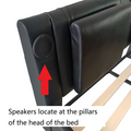 Faux Leather Upholstered Platform Bed Frame With Led Lighting, Bluetooth Connection To Play Music Control, Backrest Vibration Massage, Curve Design, Wood Slat Support, Exhibited Speakers,King Size Box Spring Not Required King Black Mdf
