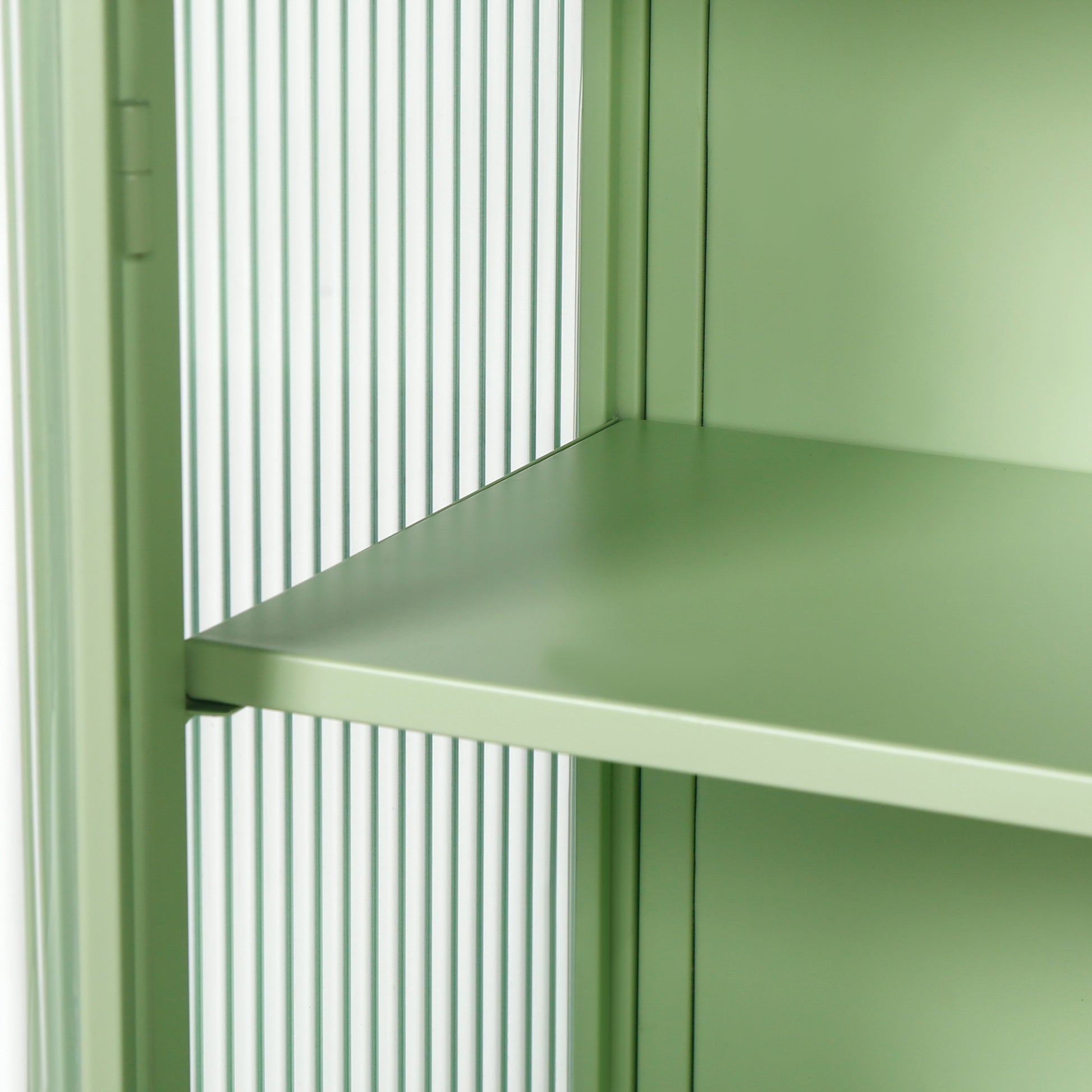 27.56"Glass Doors Modern Two Door Wall Cabinet With Featuring Three Tier Storage For Entryway Living Room Bathroom Dining Room,Mint Green Mint Green Metal