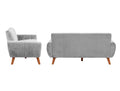 Sofa Set 2Pc Set In Black Faux Leather Light Gray Velvet