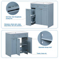 30 Inch Blue Bathroom Vanity With Ceramic Sink Combo, Abundant Storage Cabinet 2 Soft Close Doors And Double Tier Deep Drawer Blue Bathroom Mdf
