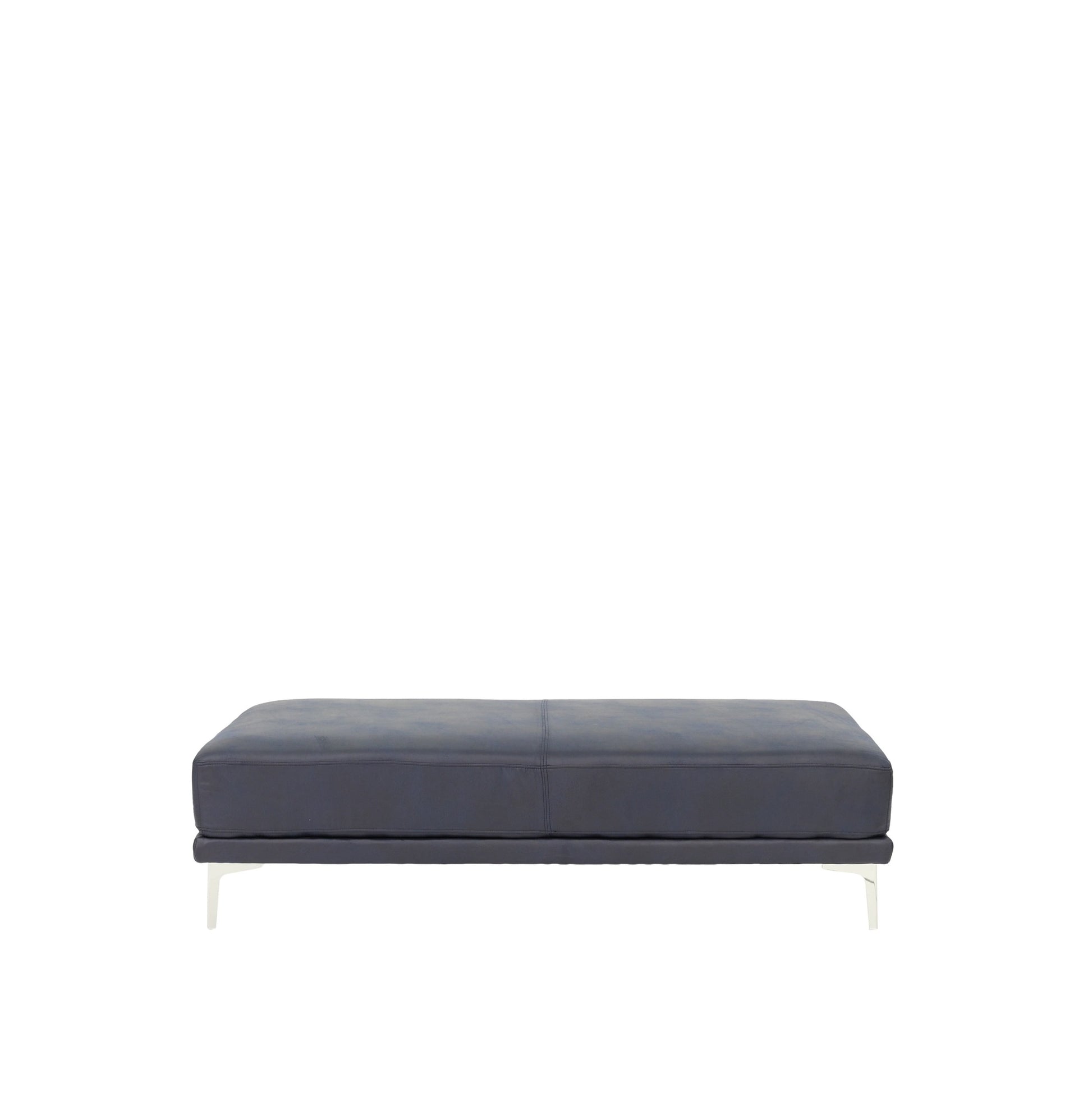 Ottoman In Black Faux Leather Dark Blue Faux Leather