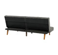 Adjustable Sofa In Black Faux Leather Gray Fabric