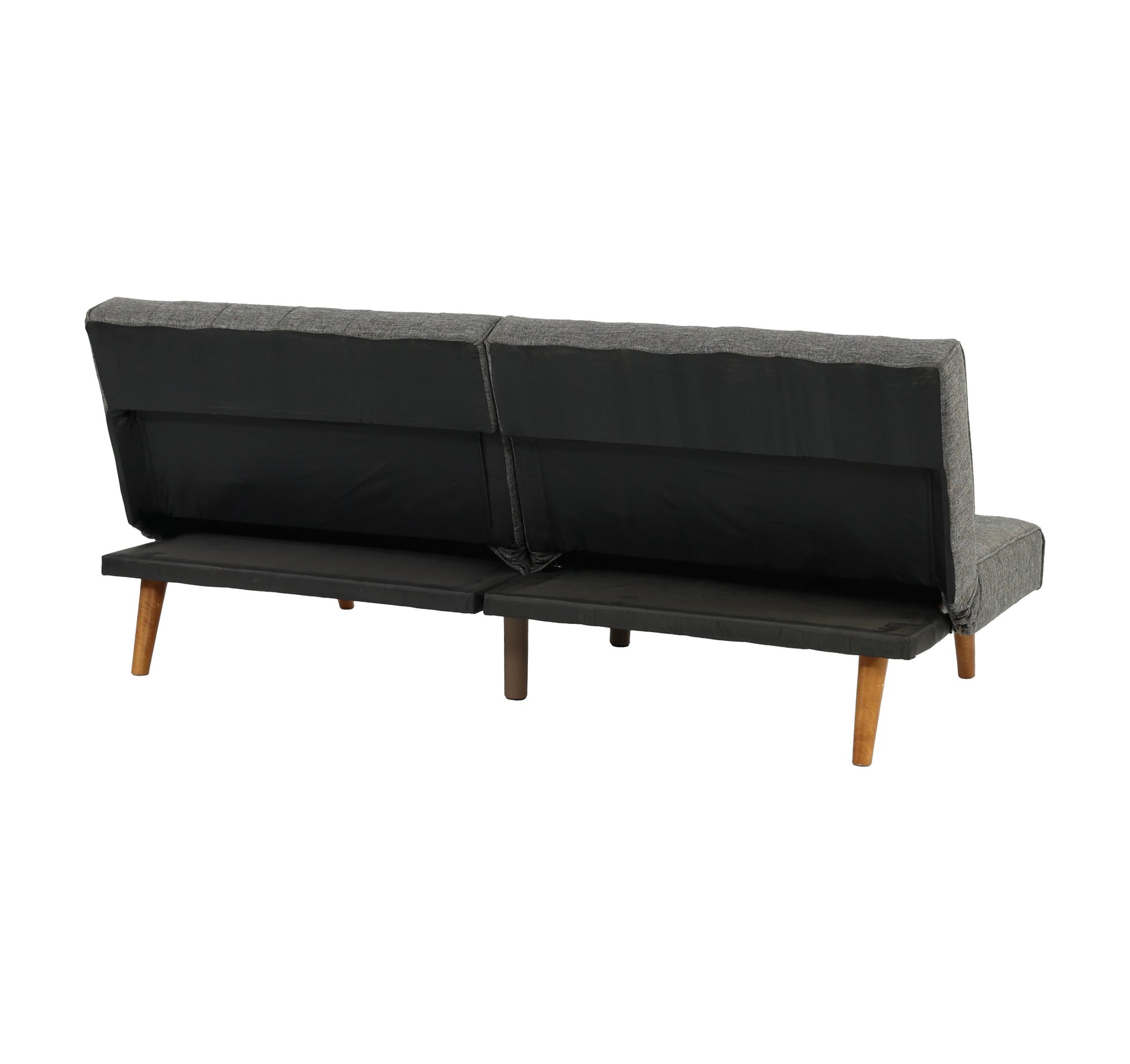 Adjustable Sofa In Black Faux Leather Gray Fabric