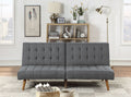 Adjustable Sofa In Black Faux Leather Gray Fabric