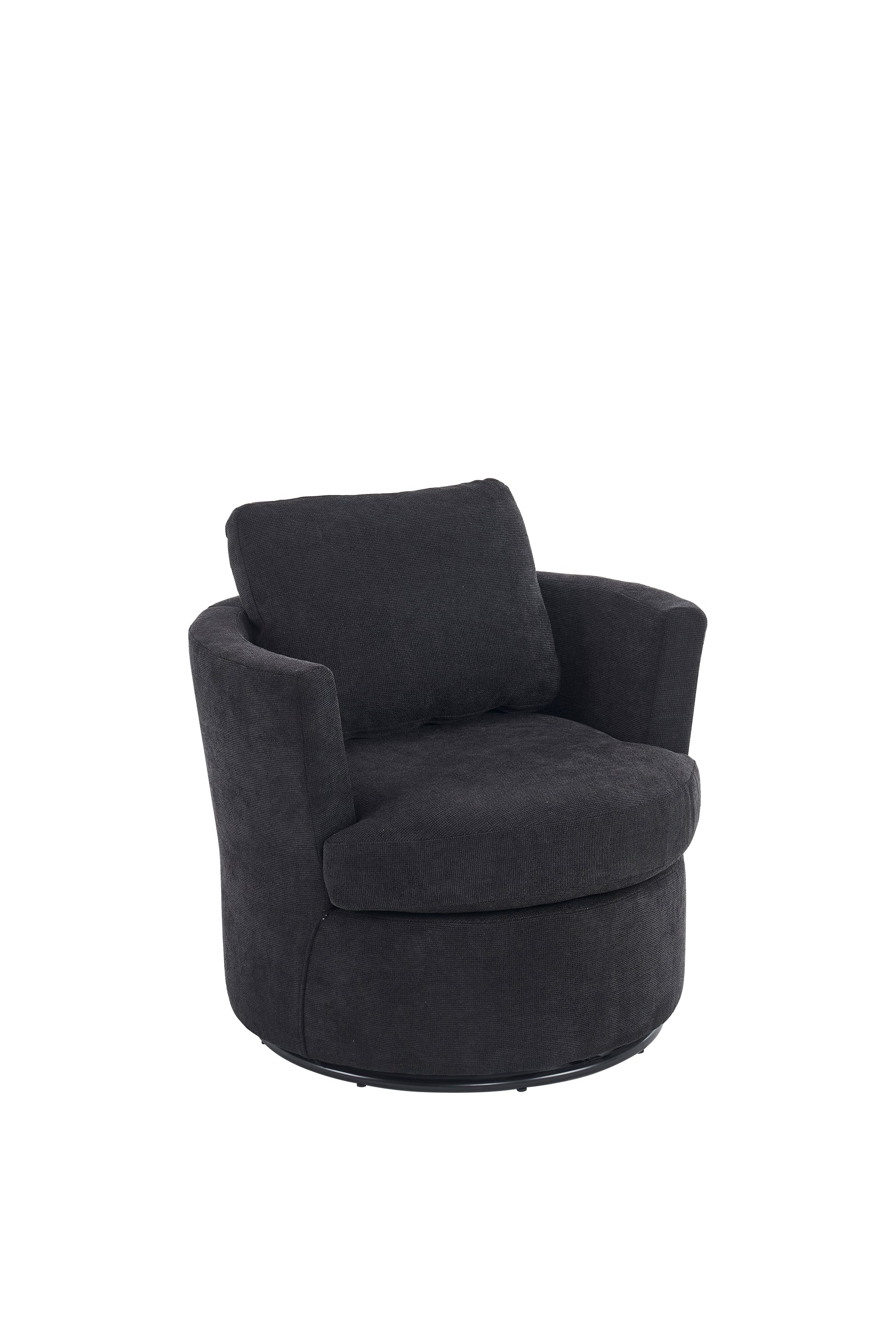 Swivel Barrel Chair, Comfy Round Accent Sofa Chair For Living Room, 360 Degree Swivel Barrel Club Chair, Leisure Arm Chair For Nursery, Hotel, Bedroom, Office, Lounge Black Black Primary Living