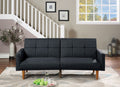 Adjustable Sofa In Black Faux Leather Black Fabric