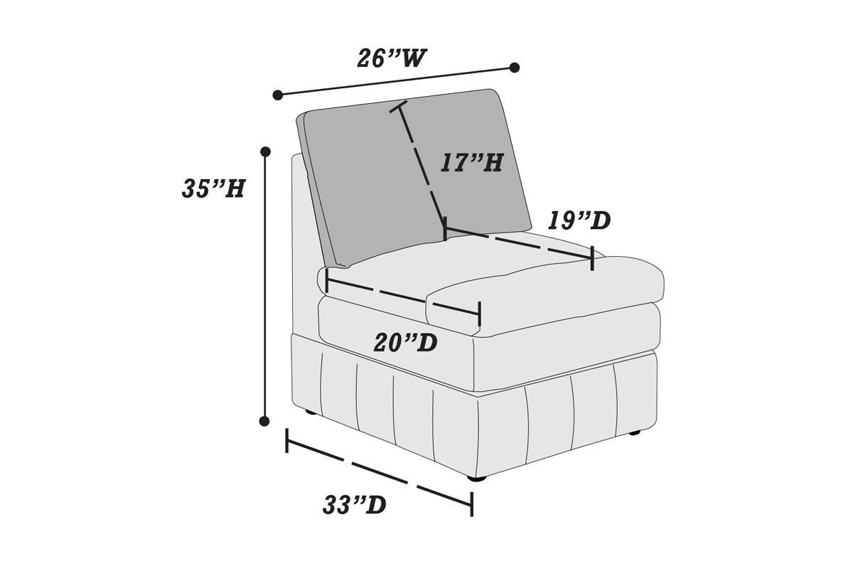 1Pc Armless Chair Modular Plush Chair Sectional Sofa Living Room Furniture Granite Morgan Fabric Suede Grey Suede Primary Living Space Cushion Back Contemporary,Modern Fabric 1 Seat