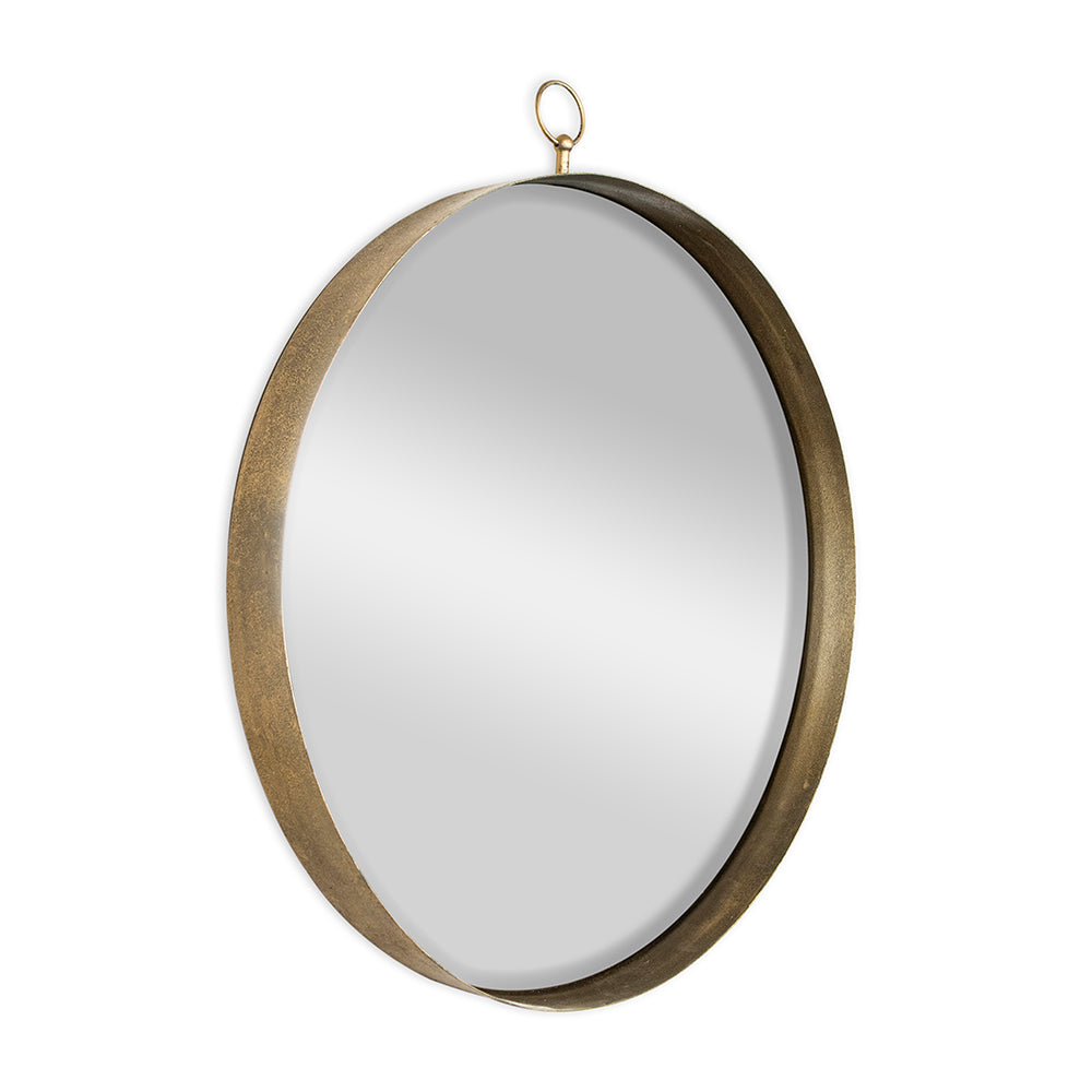 30"X34" Gold Round Mirror, Circle Mirror With Iron Frame For Living Room Bedroom Vanity Entryway Hallway Gold Glass