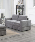 Contemporary 6Pc Set Modular Sectional Set 4X One Arm Chair Wedge 1X Armless Chair 1X Ottoman Granite Color Morgan Fabric Plush Living Room Furniture Grey Suede Wood Primary Living Space Cushion Back Contemporary,Modern Modular Fabric 6 Seat