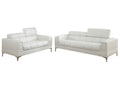 2 Pcs Sofa Set In Black Faux Leather White Faux Leather