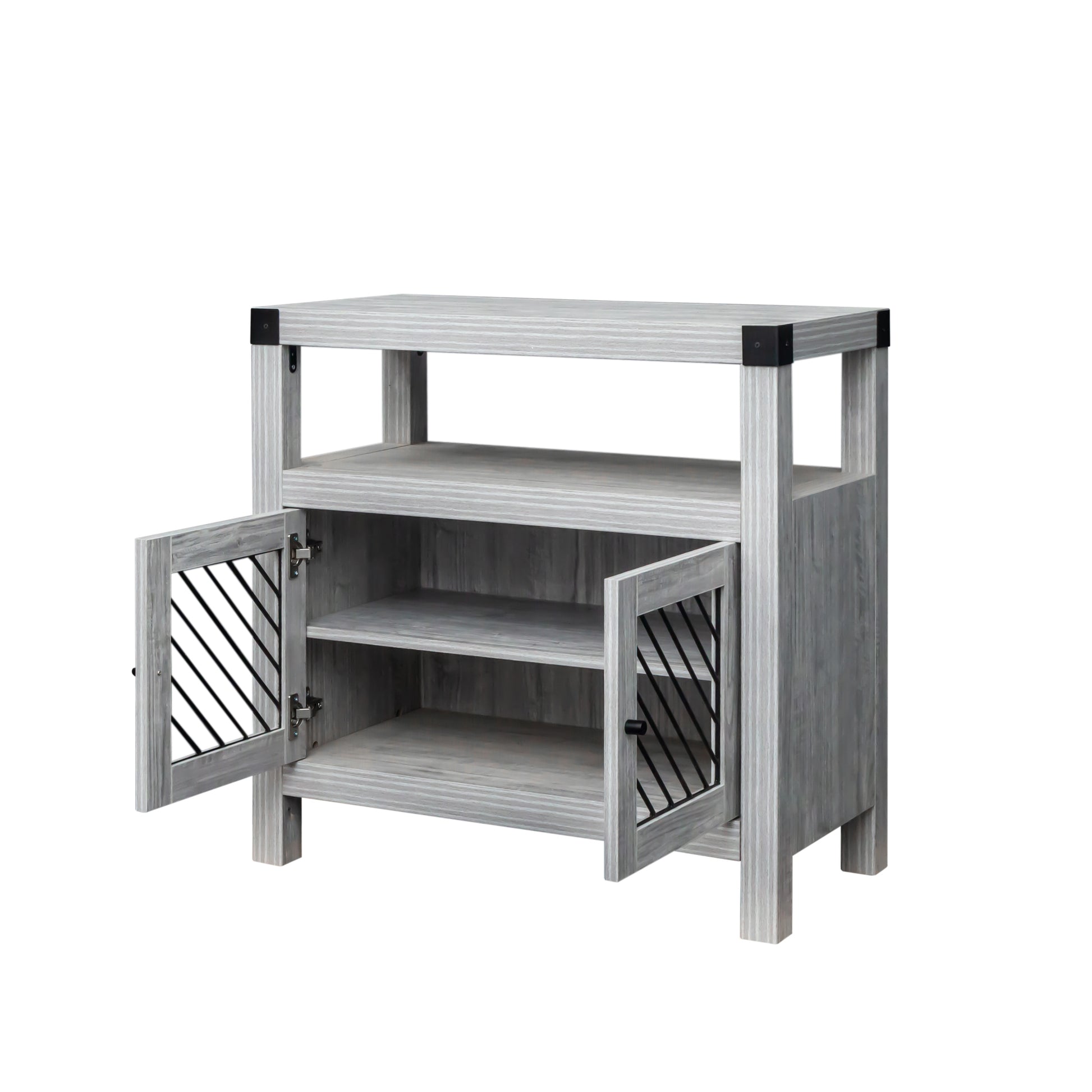 31.5" Wide Server Plaid Grey Oak Mdf Steel