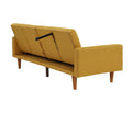 Adjustable Sofa In Black Faux Leather Mustard Fabric