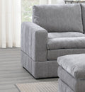 Contemporary 5Pc Set Modular Sectional Set 2X One Arm Chair Wedge 1X Armless Chair 2X Ottoman Granite Color Morgan Fabric Plush Living Room Furniture Grey Suede Wood Primary Living Space Cushion Back Contemporary,Modern Modular Fabric 5 Seat