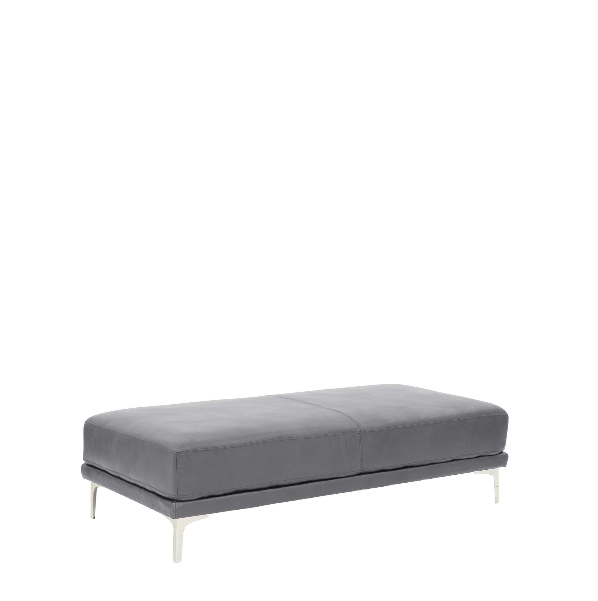 Ottoman In Black Faux Leather Antique Gray Faux Leather