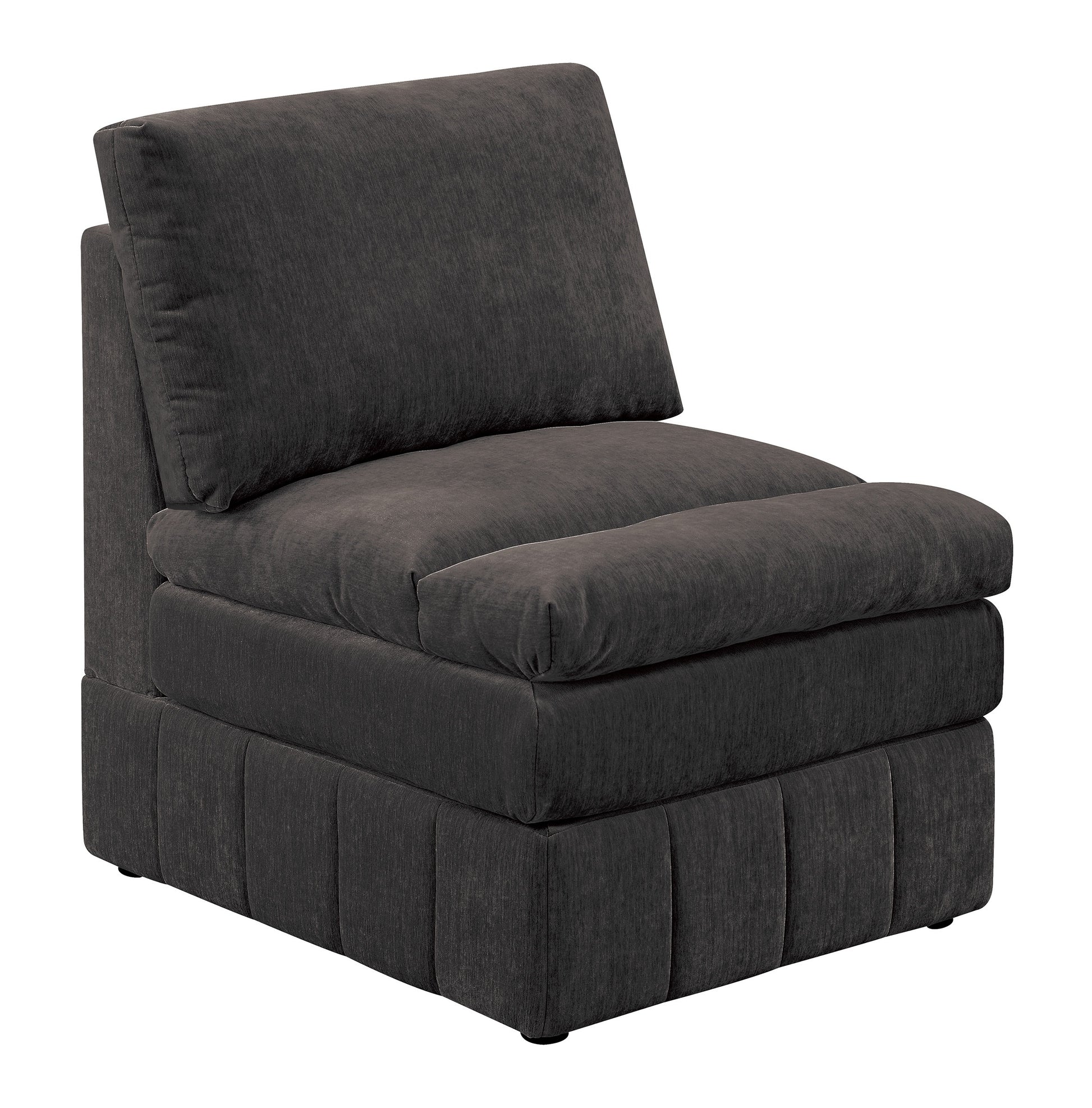 Contemporary 1Pc Armless Chair Modular Chair Sectional Sofa Living Room Furniture Mink Morgan Fabric Suede Brown Mix Primary Living Space Contemporary,Modern Suede