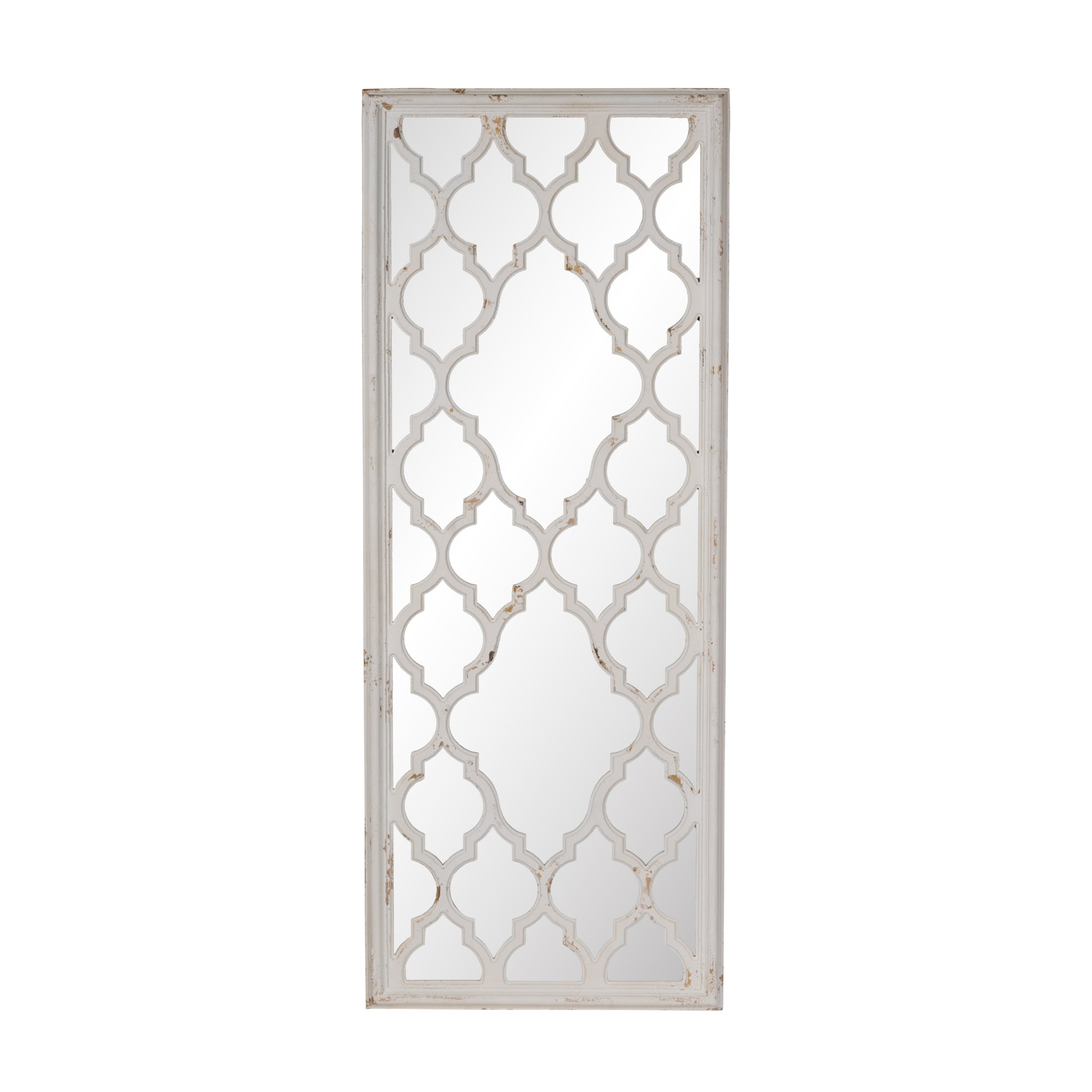 24" X 60" Distressed White Floor Mirror, Full Body Mirror For Bathroom Bedroom Living Room White Wood Glass