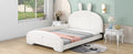 Full Size Upholstered Platform Bed With Cartoon Ears Shaped Headboard, White Box Spring Not Required Full White Wood Bedroom Bed Frame Polyester Upholstered