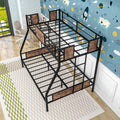 Twin Over Full Metal Bunk Bed, Heavy Duty Metal Bed Frame With Safety Rail2 Side Ladders & Decorative Wood ,No Box Spring Needed Twin Box Spring Not Required Black Metal Bedroom Bunk Metal