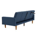 Adjustable Sofa In Black Faux Leather Navy Fabric