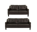 Sofa Set 2Pc Set In Black Faux Leather Dark Brown Faux Leather