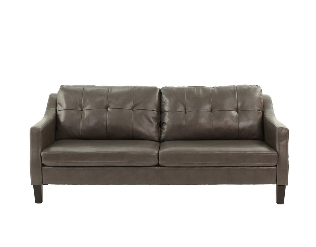 Sofa Set 2Pc Set In Black Faux Leather Gray Faux Leather