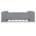 Twin Size Daybed With Storage Arms, Trundle And Charging Station, Gray Box Spring Not Required Twin Grey Wood Daybeds Solid Wood Mdf